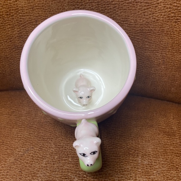 Global Design Connections pink/lime color Polka Dots pigs Coffee Mug 12oz - Picture 3 of 7